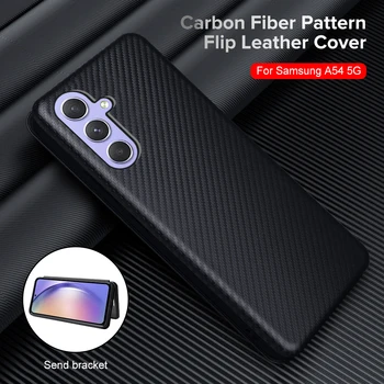 Oglekļa Šķiedras Āda Flip Case For Samsung Galaxy A14 A24 A34 A54 M14 5G 14 24 34 54 2023 Ar Siksniņa Statīva Gredzens Seifs Coque